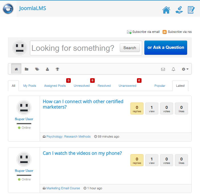 JoomLMS Forum layout