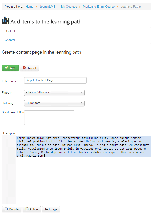 creating learning path step