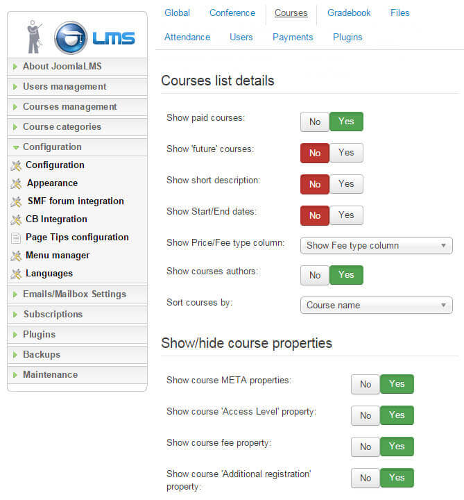 learning management system configuration