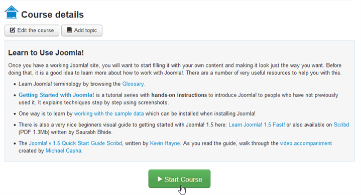 JoomLMS course action button JoomLMS course action button