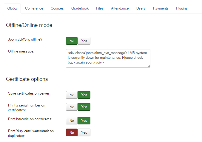 Certificate options