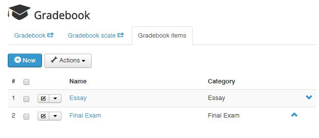 add new gradebook item joomlalms