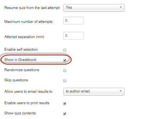 Show in Gradebook