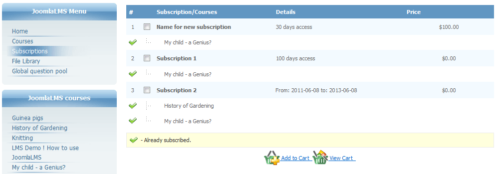 Course subscriptions selling methods lms