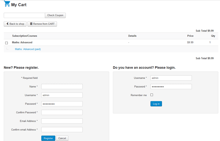 JoomLMS subscription checkout page JoomLMS subscription checkout page