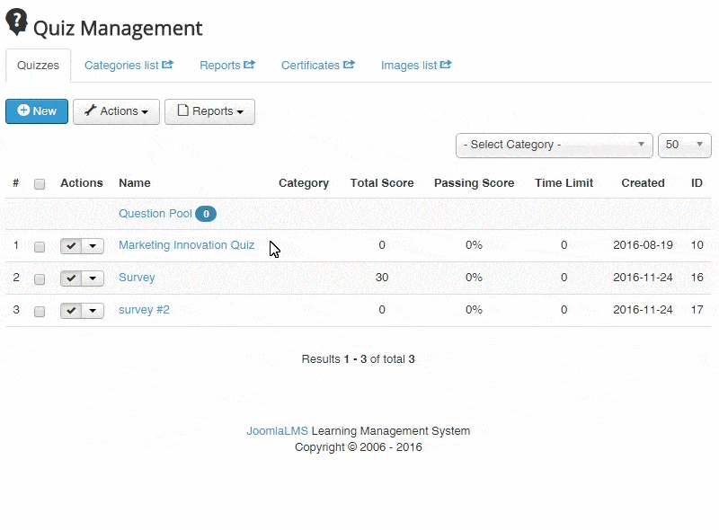 use quiz as survey